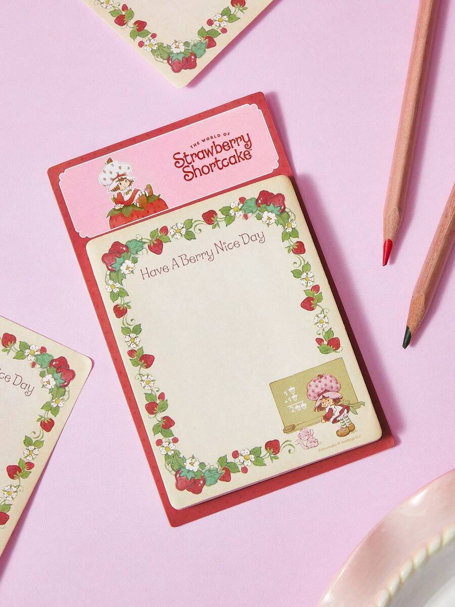 Strawberry Shortcake X SHEIN 60 tờ giấy ghi chú nhiều màu, nhãn dán ghi chú hàng ngày trang trí bàn làm việc cao cấp - Một cỡ - Xem 1