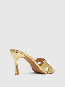 CUCCOO SZL Women's Metal Gold Hollow Stilettos, Open-Toe Lace-Up High-Heeled Sandals - Gold - View 5