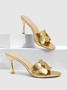 CUCCOO SZL Women's Metal Gold Hollow Stilettos, Open-Toe Lace-Up High-Heeled Sandals - Gold - View 7
