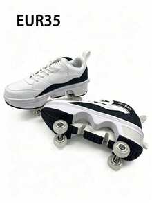 Outdoor Sports 4-Wheel Roller Skates, Transformable Dual-Roller Skates For Men And Women, With Buttons And Wheels - Multicolor - View 12