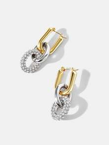 MOTF PREMIUM TWO-COLOR RHINESTONE CHAIN LOOP EARRINGS - oval - View 4