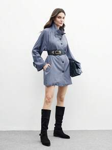 CUCCOO BIZCHIC Women's Buckle Design Casual Everyday Versatile Chunky Heel Knee-High Boots For Christmas - Black - View 6