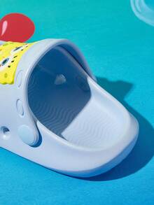 SpongeBob SquarePants | SHEIN 可愛卡通兒童拖鞋，適合幼兒與兒童，EVA材質，適用於居家浴室、游泳池、海灘等 - 淺藍色 - 查看 8