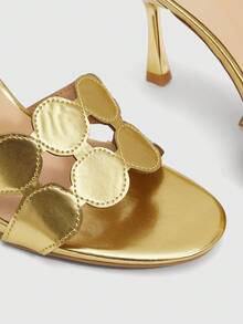 CUCCOO SZL Women's Metal Gold Hollow Stilettos, Open-Toe Lace-Up High-Heeled Sandals - Gold - View 6