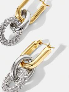 MOTF PREMIUM TWO-COLOR RHINESTONE CHAIN LOOP EARRINGS - oval - View 6