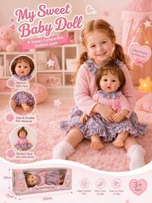 POKOJA LAND 1PC 55cm Lifelike Reborn Baby Doll With Soft Cloth Body, Companion Toy, Gift For Children's Day And Valentine's Day - Multicolor - View 5