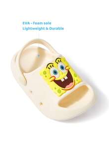 SpongeBob SquarePants | SHEIN 可愛卡通兒童拖鞋，適合幼兒與兒童，EVA材質，適用於居家浴室、游泳池、海灘等 - 米色 - 查看 2