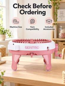 Manual Wool Knitting Machine With Random Color Accessories, Star Drum Hand Cranked Knitting Machine, Intelligent Rotating Double-Sided Knitting Board, Crochet Machine, Christmas And Thanksgiving Gifts - Dusty Pink - View 9