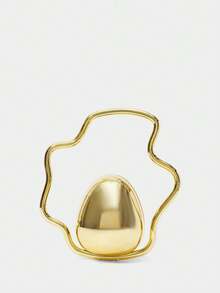 SHECARRY Women's Fashion Gold Dinner Bag, Minimalist Irregular Design Handle Egg-Shaped Bag, For Parties, Festivals, Banquets, Weddings, Dress Matching - Gold - View 4
