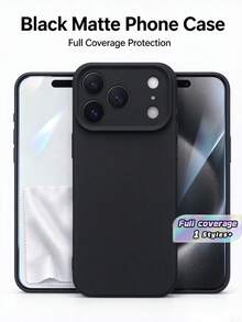 簡約時尚黑色全包保護殼，適用於 iPhone 17 Pro，鏡頭保護，高防摔手機殼 - 黑色 - 查看 1