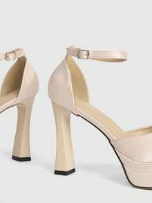 CUCCOO LuxiPop Women's Pointed Buckle Design Fashion Daily Travel High Heel Sandals - Apricot - View 6