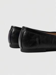Sleekvia Black Split-Toed Ballet Flats, Women's Low Vamp Soft Leather Versatile Commuter Shoes Fall Shoes - icing on the cake No. 1 - View 4