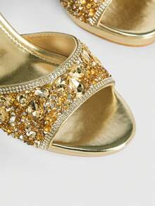 CUCCOO LuxiPop Women Shoes Light Luxury Banquet Style Young Girls Wedding Party Summer Shine Rhinestone Sequins Sandals - Gold - View 7