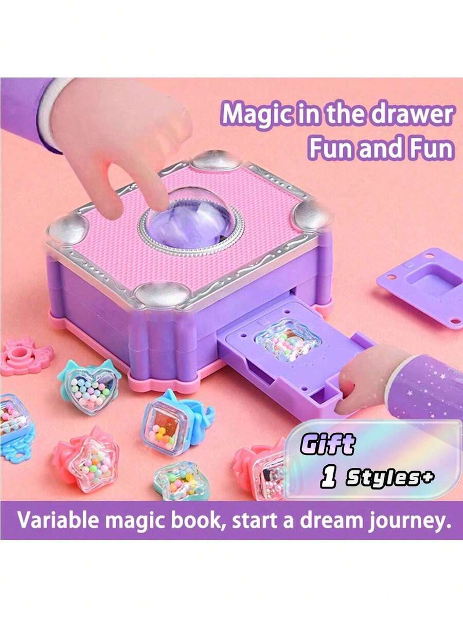 DIY Magic Book Set, Sticker Making Kit, Kids Girls Handmade Sticker Toy Set, Magic Book Jewelry Making Kit, Magic Book Sticker Machine DIY Ring Set, Creative Ring & Bracelet Making, Halloween Gift, Christmas Gift, Birthday Gift, Holiday Gift - Magic Book, Sticker Set - View 1