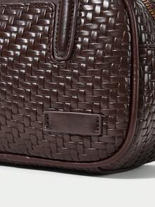 SHECARRY Women's Fashion Coffee-Colored Messenger Bag, Exquisite Retro Woven Embossed PU Simple And Compact Handbag, For Daily, Commuting, Shopping, Travel - coffee color - View 7