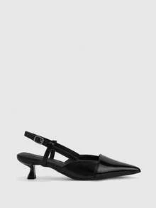 CUCCOO BIZCHIC Women's Autumn New Black Pointed Back Strap Kitten Heel Stiletto Wear Commuter High Heels - Black - View 5