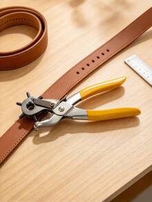 1Pc Multifunction Belt Punch Tool,Leather Hole Punch Tool 8.5" Heavy Duty 6 Size Revolving Leather Belt Hand Hole Puncher For Belts, Watch Bands, Straps, Dog Collars, Saddles, Shoes, Fabric, DIY Home Or Craft Projects Christmas For Holiday Gift Giving - Yellow - View 7