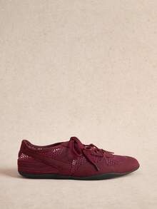 Rosivie Solid Color Lace-Up Casual Comfortable Versatile Flat Shoes, Suitable For Walking, Travel And Vacation - Burgundy 2 - View 4