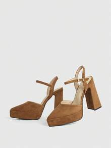 CUCCOO LuxiPop High-Heeled Thick-Soled Platform Fashionable And Simple Banquet Shoes - Brown - View 6