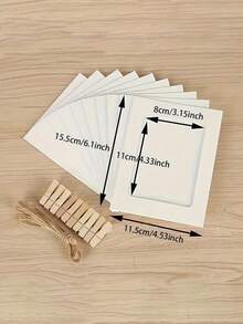 21pcs/Set Of Retro Kraft Paper Photo Frames, Flag And Banner Home Decorations With Thread Clips, With Clips And Hemp Rope, Suitable For Weddings, Anniversaries, Birthdays, Festival Parties, Home Decoration (10 Photo Frames +10 Clips +1 Hemp Rope) - Multicolor - View 7