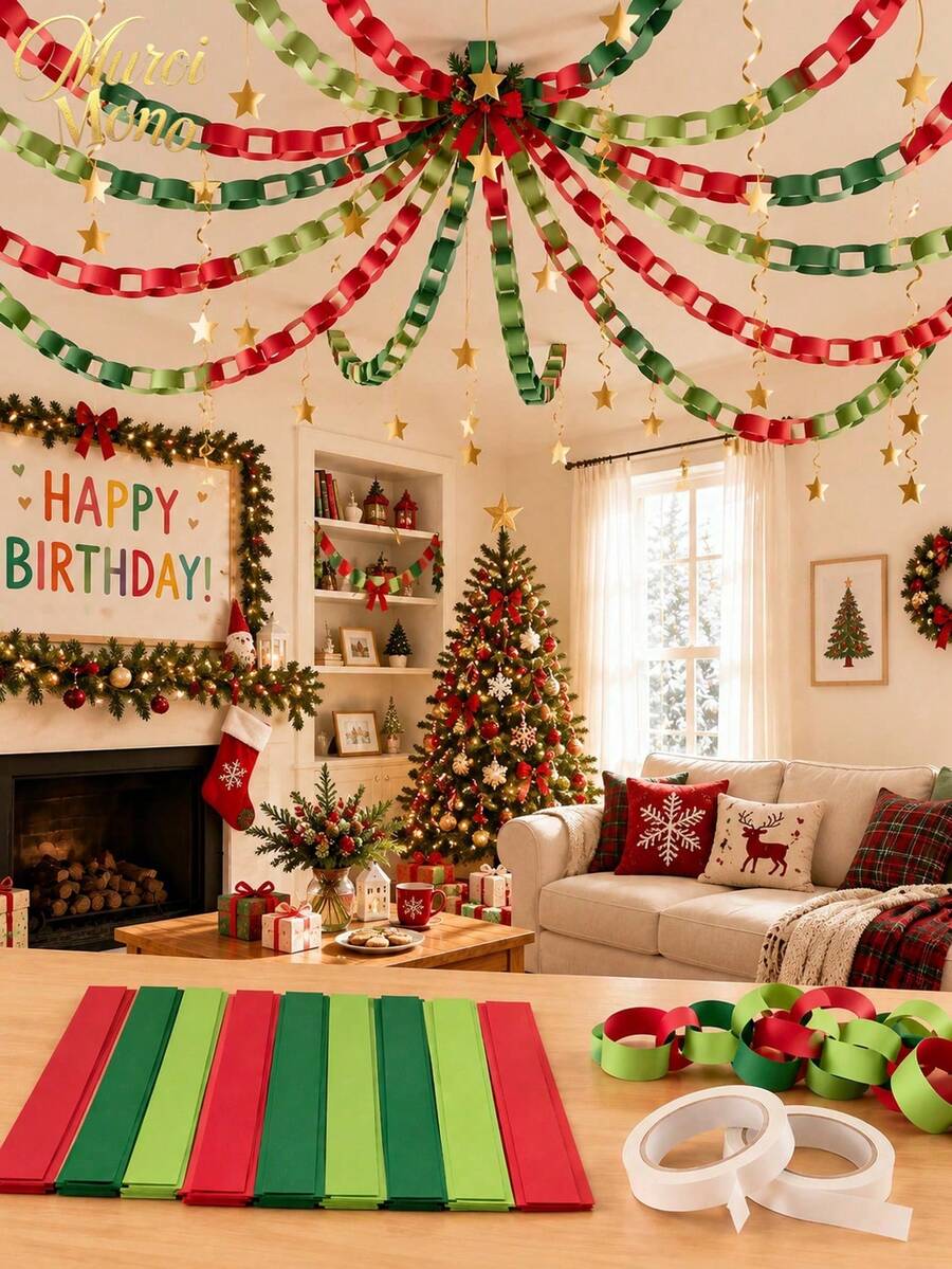 51/202/306Pcs Christmas Wreath Decorations In 5 Colours: Red And Green ...