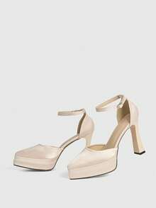 CUCCOO LuxiPop Women's Pointed Buckle Design Fashion Daily Travel High Heel Sandals - Apricot - View 7