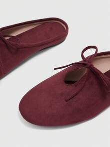 CUCCOO BIZCHIC Ladies Front Lace-Up Hollowed-Out Mules Flat-Soled Shoes Daily Home Leisure, Bean Paste Powder - Bean paste powder - View 3