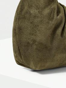 MOTF PREMIUM LADIES' ELEGANT PLEATED SUEDE HANDBAG, BOTH ARTISTIC AND EXQUISITE PORTABLE HARDWARE, NEW YEAR'S GIFT - Olive green velvet - View 5