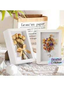 1/2/5 Pieces Shadow Box Frame 4 * 6 Inches, Small Wooden Photo Frame For Displaying Souvenirs, Depth 1.2 Inches, Suitable For Wall Decor, Stickers, Dried Flowers, Handmade Crafts, Cups, Photos, Mother'S Day And Father'S Day Gifts - Multicolor - View 1
