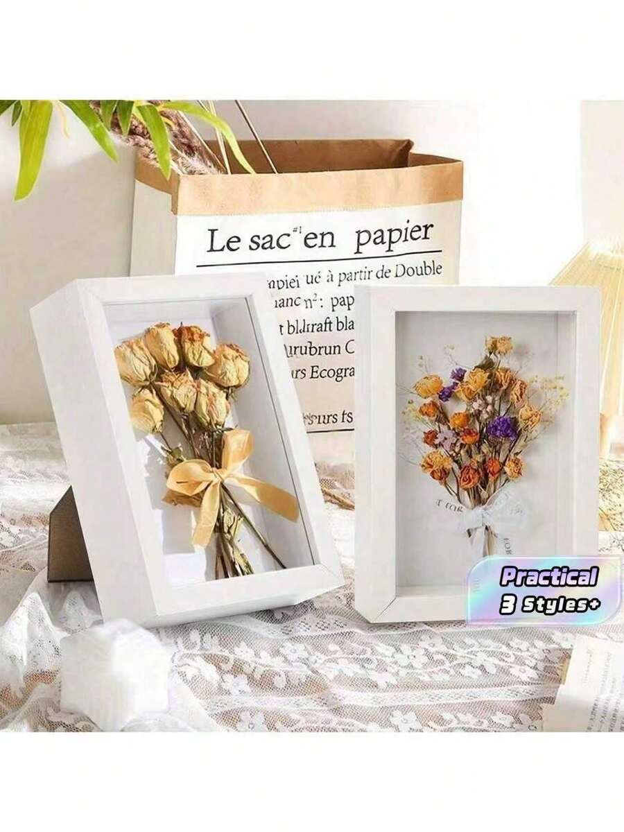 1/2/5 Pieces Shadow Box Frame 4 * 6 Inches, Small Wooden Photo Frame For Displaying Souvenirs, Depth 1.2 Inches, Suitable For Wall Decor, Stickers, Dried Flowers, Handmade Crafts, Cups, Photos, Mother'S Day And Father'S Day Gifts - Multicolor - View 1