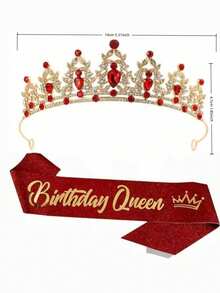 Y2K Red Queen Crown Headband Costume Accessory For Women Girls, Gothic Punk Rhinestone Crown Tiara For Rave Festival Birthday Party, Halloween Cosplay Pageant Jewelry - 1 - View 6