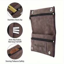 Bolsa de almacenamiento de ante sintético unisex, múltiples compartimentos, bolsillo suave, cierre con cremallera y hebilla de metal, soporte de almacenamiento portátil - Multicolor - Ver 5