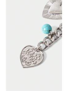 Noxbound Retro Old Silver Love Turquoise Bag Hanging - Silver - View 7