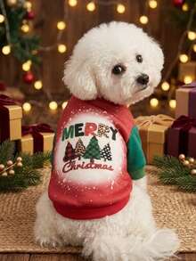 PETSIN 1 Pc Christmas Tree & Letter Print Pet Dog/Cat Crewneck Sweatshirt - Multicolor - View 3