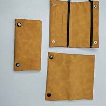 Bolsa de almacenamiento de ante sintético unisex, múltiples compartimentos, bolsillo suave, cierre con cremallera y hebilla de metal, soporte de almacenamiento portátil - Multicolor - Ver 8