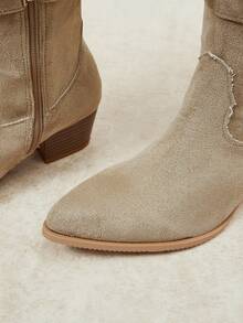 Styleloop Botas altas occidentales con borlas para mujer - Caqui - Ver 7
