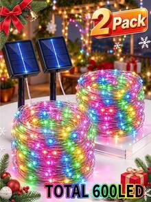 Teckwe 2 Packs Christmas Solar Fairy String Lights, Solar Powered Copper Wire Lights, Outdoor IP44 Waterproof 8 Mode Twinkles Lights For Xmas Tree, Garden, Patio, Fence Yard Decor (Total 210Ft 600LED/ 80Ft 200LED, Extra Long Style) - Multicolor - View 10