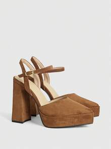 CUCCOO LuxiPop High-Heeled Thick-Soled Platform Fashionable And Simple Banquet Shoes - Brown - View 3