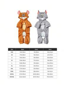 TOM & JERRY X SHEIN 1pc Cartoon Character Cosplay Pet Jumpsuit, Loungewear, Pajamas, Cat/Dog Clothes, Size XXS-XXXXL, Extra Small, Extra Large, Cosplay - Multicolor - View 9