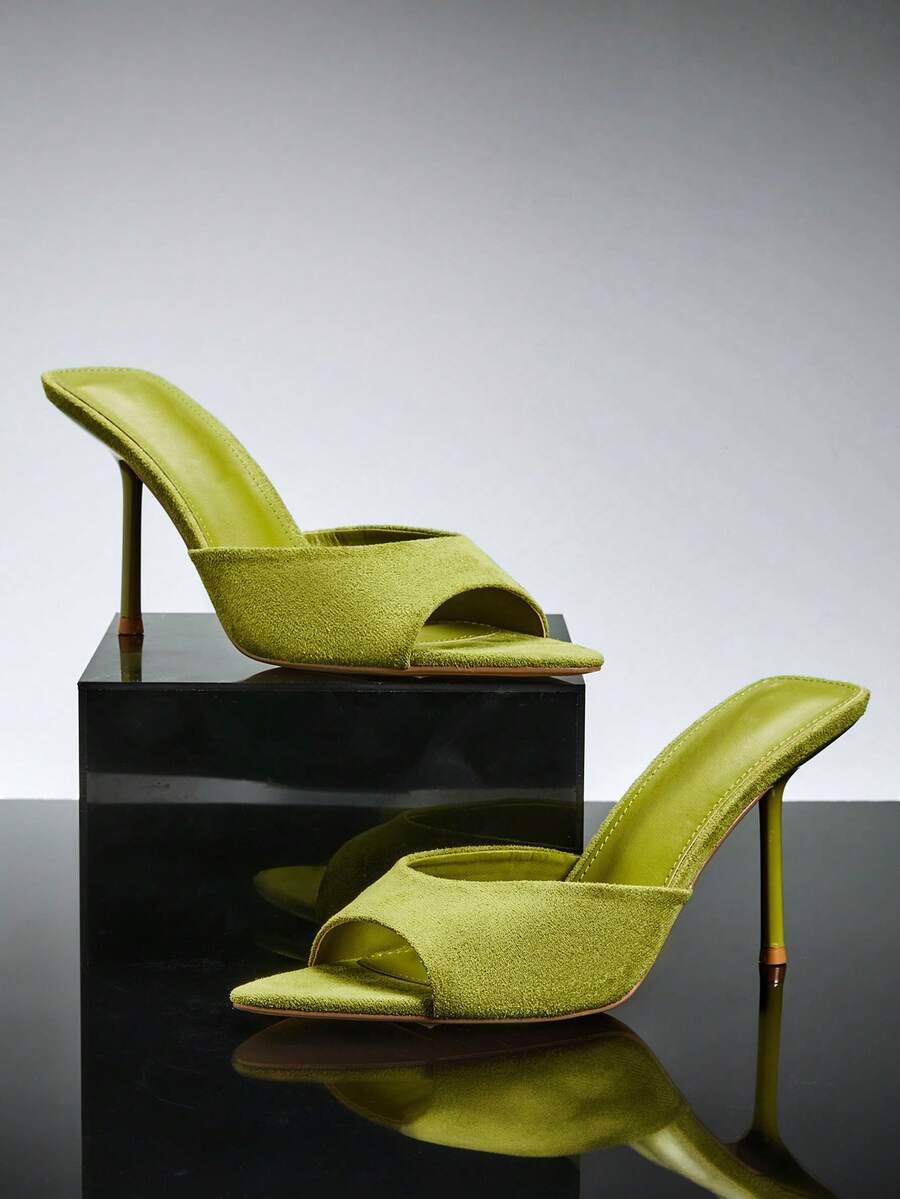 SHEIN SHUZIA Women's Pointed‑Toe Stiletto Single Sole Pumps, Spring Summer Wedding Party Holiday High Heels - Green - View 1