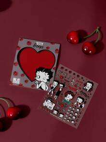 Betty Boop x SHEIN Cute Nail Sticker, Multi-Purpose Water Sticker Suitable For Manicure, Water Bottle, Stationery And Notebook DIY - Multicolor - View 2