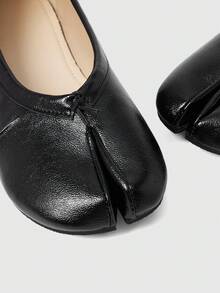 Sleekvia Black Split-Toed Ballet Flats, Women's Low Vamp Soft Leather Versatile Commuter Shoes Fall Shoes - icing on the cake No. 1 - View 3