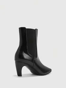 CUCCOO BIZCHIC Women's Autumn And Winter New Simple Chelsea Kitten With Elegant Design Party Afternoon Tea Date Holiday Lady With Short Boots - Black - View 6