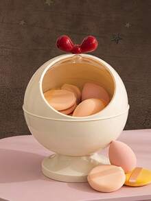 Joivida 1 Piece Makeup Sponge Storage Box, Plastic Glossy Finished Flip‑Top Dust‑Proof Organizer For Cosmetic Puff,Tabletop Aesthetic Vanity Decor, Perfect Gift For Housewarming, Modern Unique Bedroom Apartment Friendly Home Decor - default - View 3