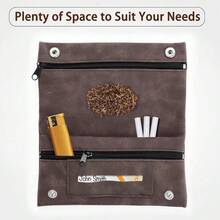 Bolsa de almacenamiento de ante sintético unisex, múltiples compartimentos, bolsillo suave, cierre con cremallera y hebilla de metal, soporte de almacenamiento portátil - Multicolor - Ver 4