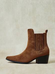 Styleloop Outdoor Women's Square Toe Molding Bottom Fleece Fabric, Fashionable, Simple And Comfortable, Slip-On Rubber Boots For Parties And Banquets - Brown - View 4
