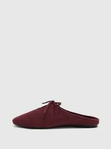 CUCCOO BIZCHIC Ladies Front Lace-Up Hollowed-Out Mules Flat-Soled Shoes Daily Home Leisure, Bean Paste Powder - Bean paste powder - View 5