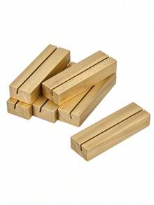 6/12/24pcs Gold Wooden Table Number Holders, Small Table Card Stands, Retro Wooden Business Card Holders, Suitable For Wedding Party Events - gold - View 11
