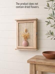 Haus Hana 1PC Rustic Wooden Wall Mounted Key Holder Cabinet With Dried Flower Vase Decor, Farmhouse Hidden Key Storage Organizer With 5 Hooks, Decorative Wood Key Box For Entryway Living Room Hallway Home Decor Housewarming Gift - View 4