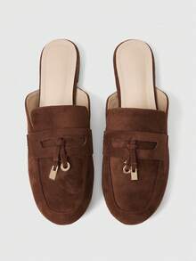 Sleekvia New Fashionable Commuting Versatile Closed Toe, Soft Sole Slip-On Loafer Mules Shoes Slouchy People Shoes - Brown - View 4